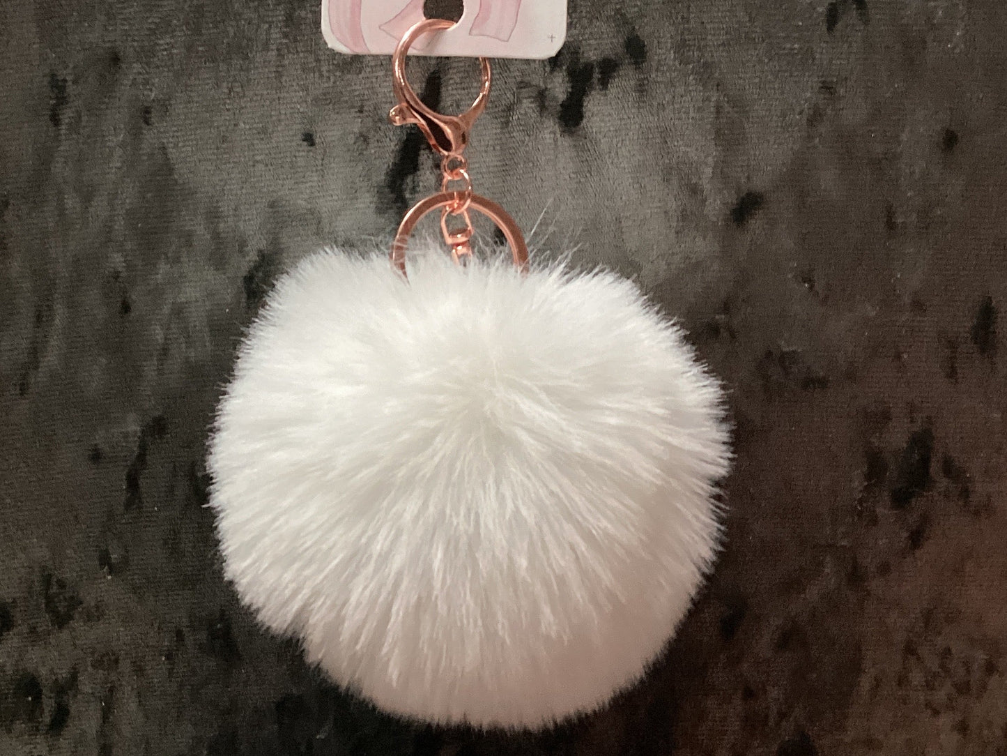 Keyring Fluffy POM POM ( Rose gold keyring)