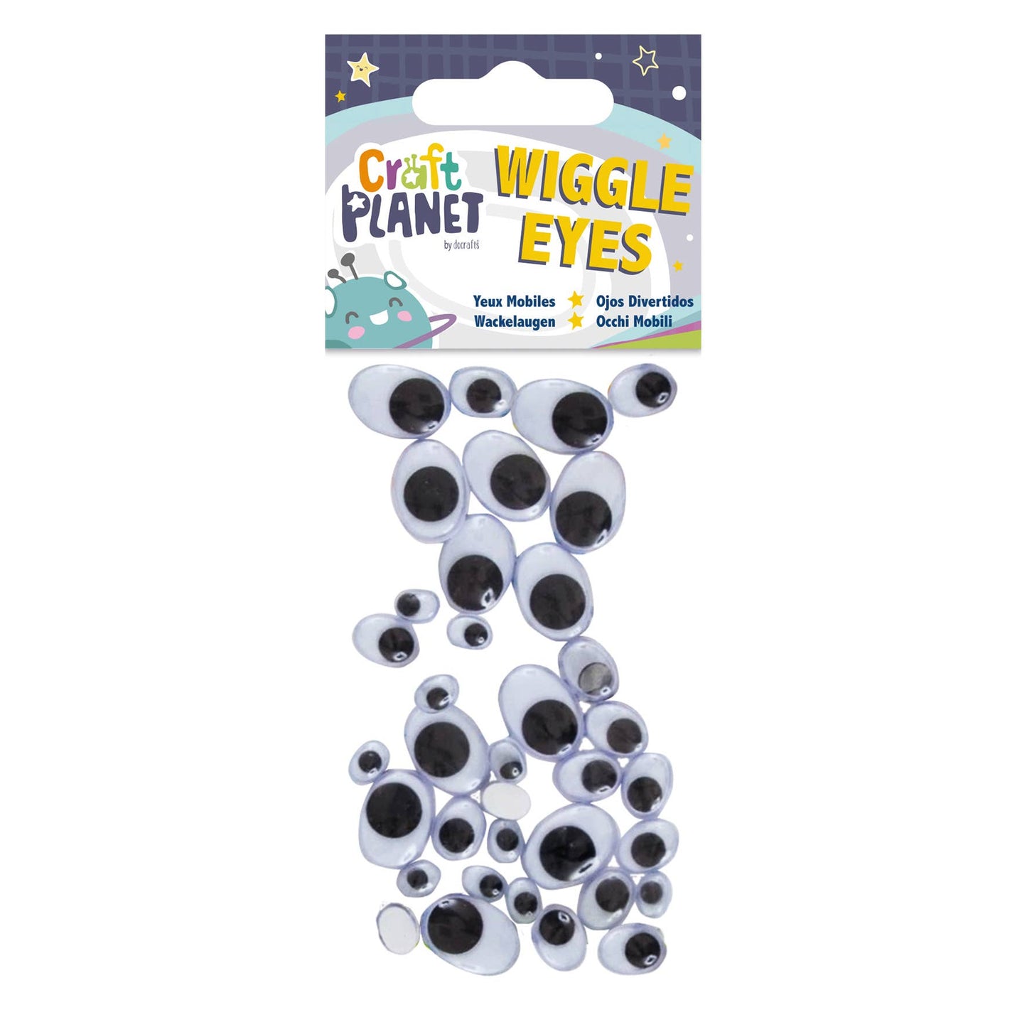 Craft Planet Wiggle Eyes 37 Pieces Oval Black & White