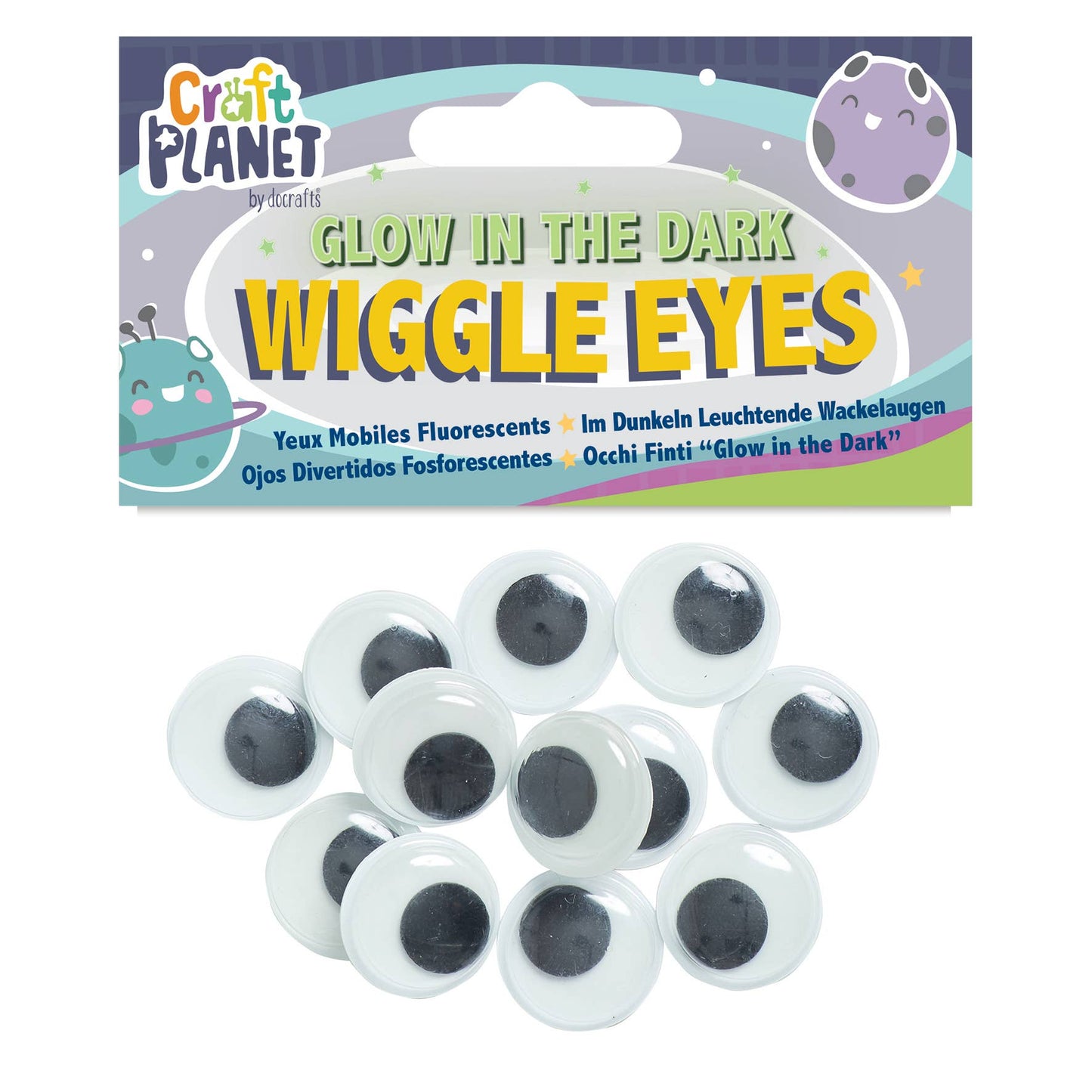 Craft Planet Wiggle Eyes 12 Pieces Glow-In-The-Dark