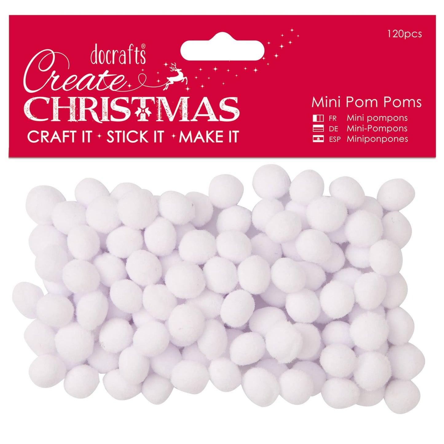 Create Christmas Mini Pom Poms 120 Pieces White, Art, Craft