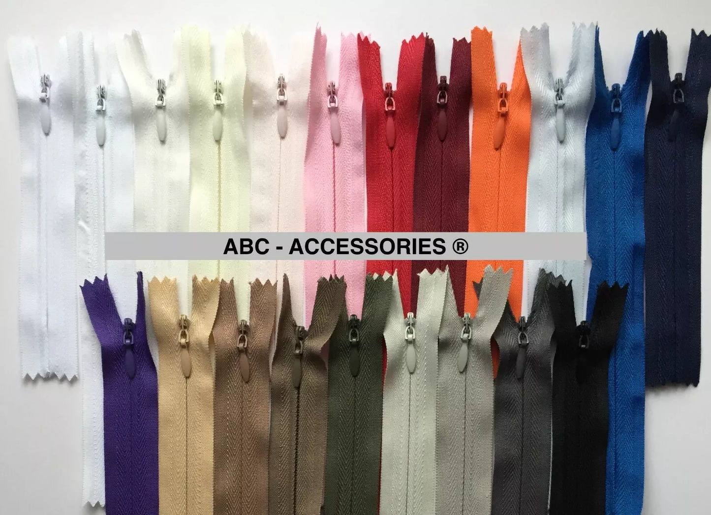 Invisible zip (3mm)-Auto lock, Woven, Close end, Tear Drop slider,