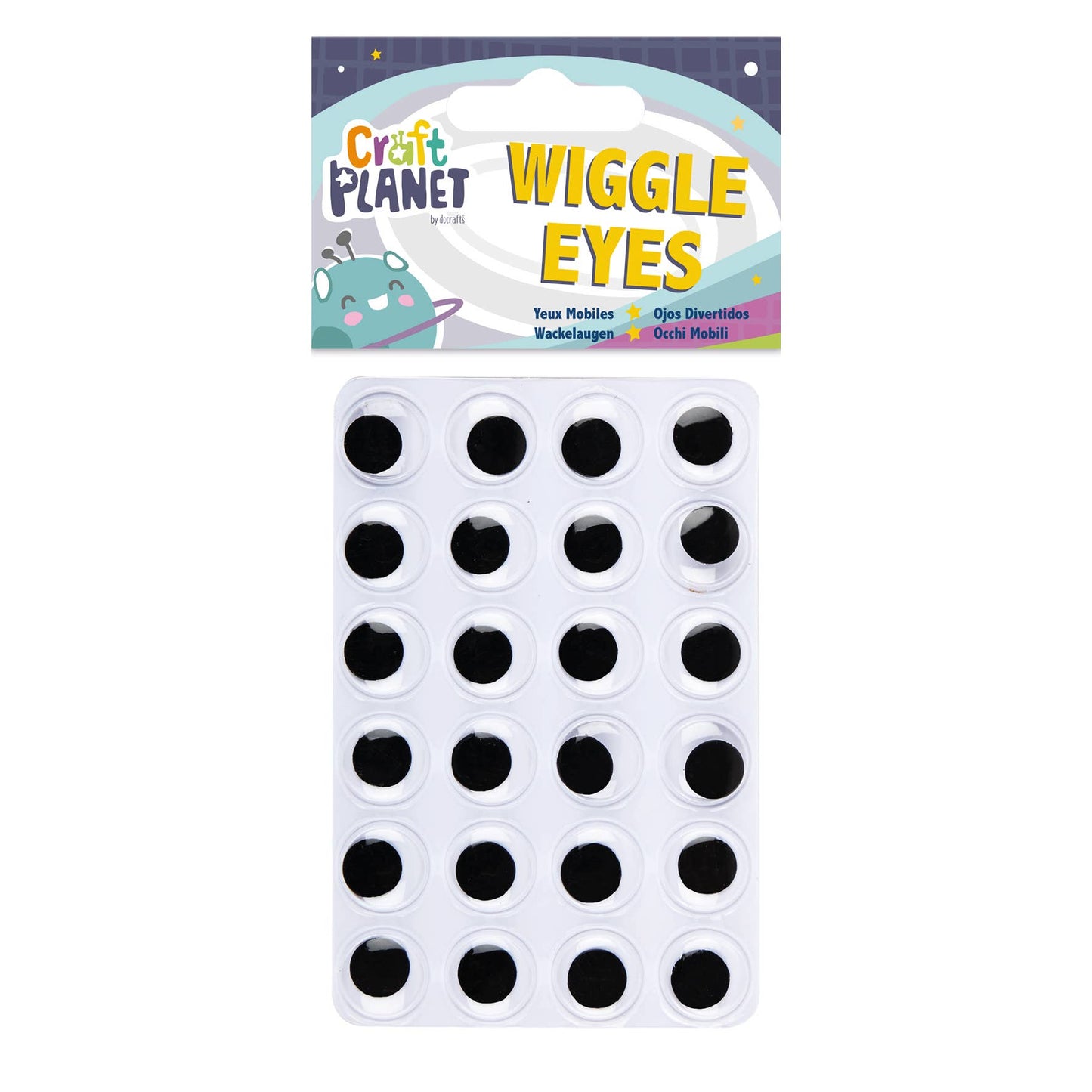 Craft Planet Wiggle Eyes 24 Pieces Round Black & White 15mm