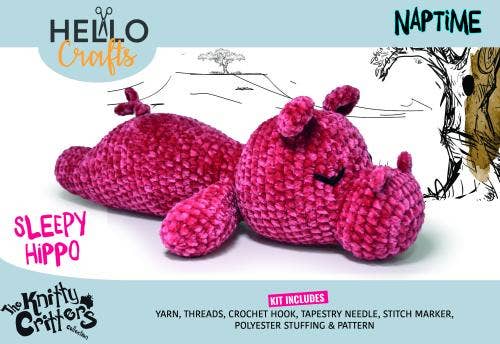 Knitty Critters - NapTime Crochet Kit - Sleepy Hippo