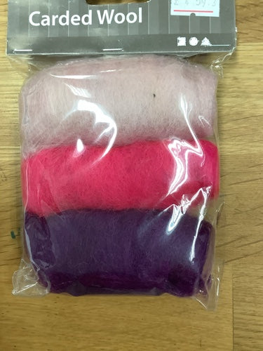 Carded wool 3 x 10g