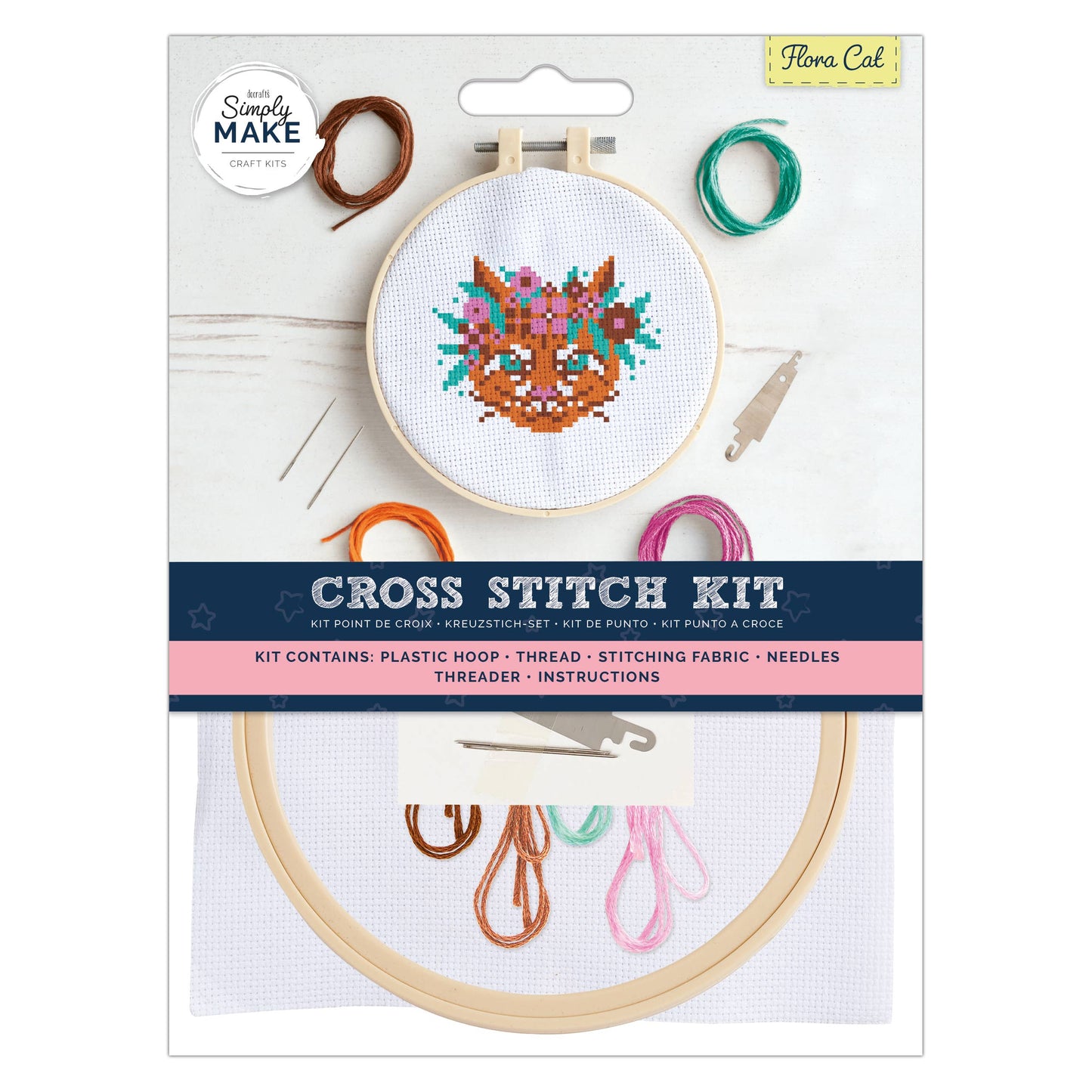 Simply Make Cross Stitch Kit - Flora Cat