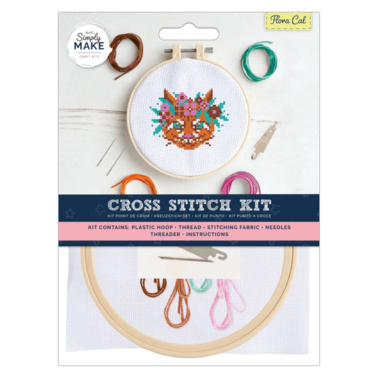 Simply Make Cross Stitch Kit - Flora Cat