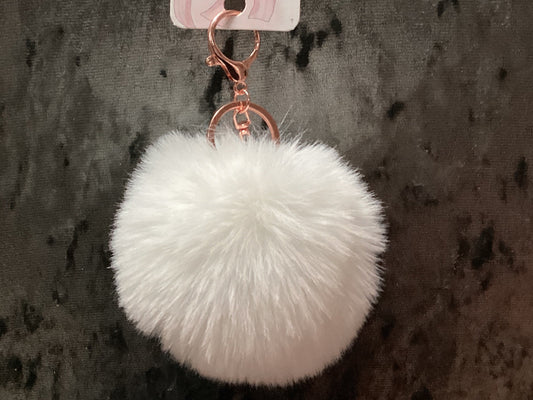 Keyring Fluffy POM POM ( Rose gold keyring)
