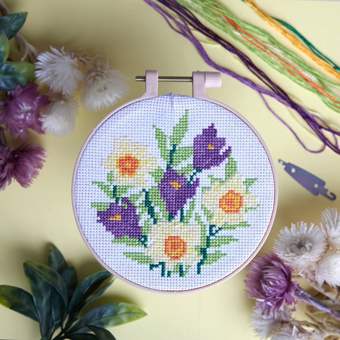 Simply Make Cross Stitch Craft Kit Daffodils & Crocus Design