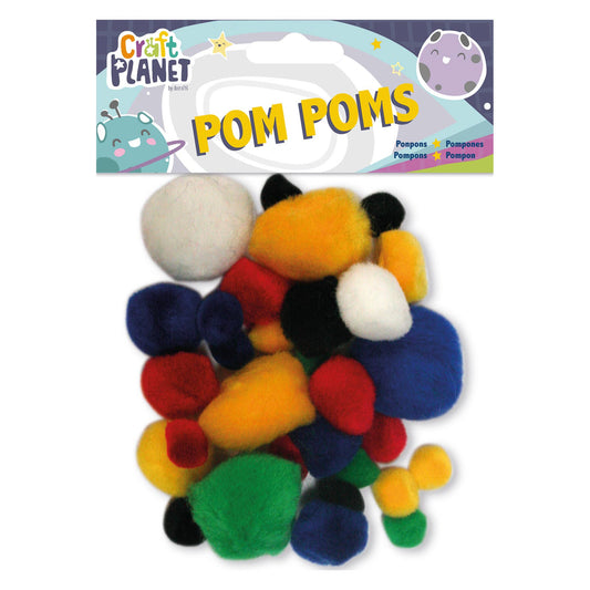 Craft Planet Pom Poms, Pack of 30, Assorted Colours Standard