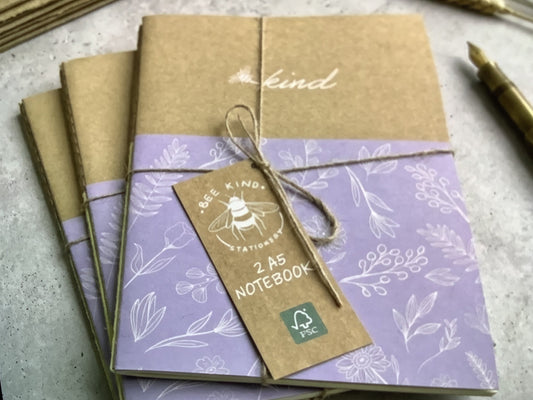 Notebook ’Bee kind’ 2xA5 recycled paper