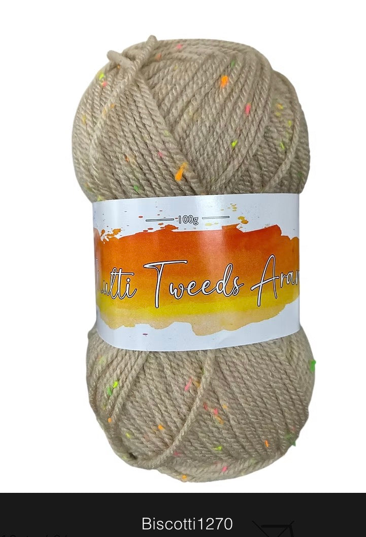 Cygnet Multi Tweeds Aran 100g (80% Acrylic,15% Wool,5% Viscose)