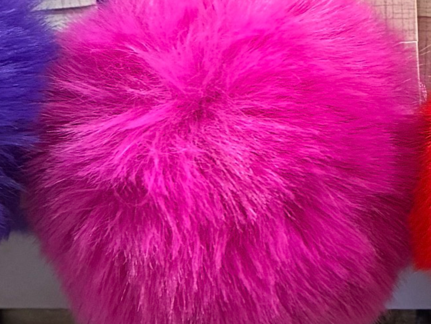 Fluffy Pom Pom Faux with ribbon