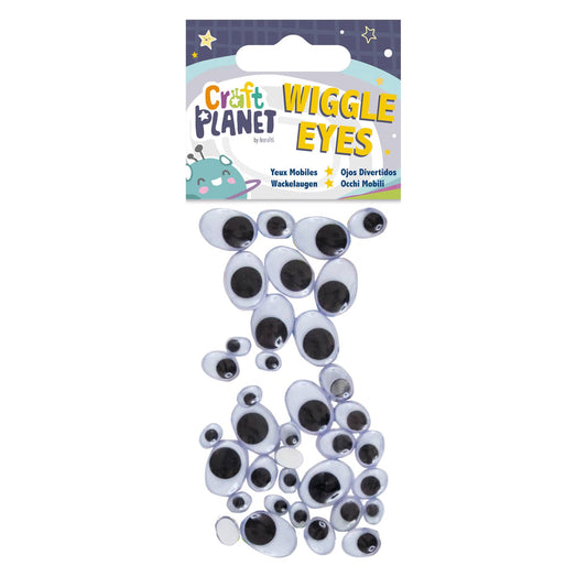 Craft Planet Wiggle Eyes 37 Pieces Oval Black & White