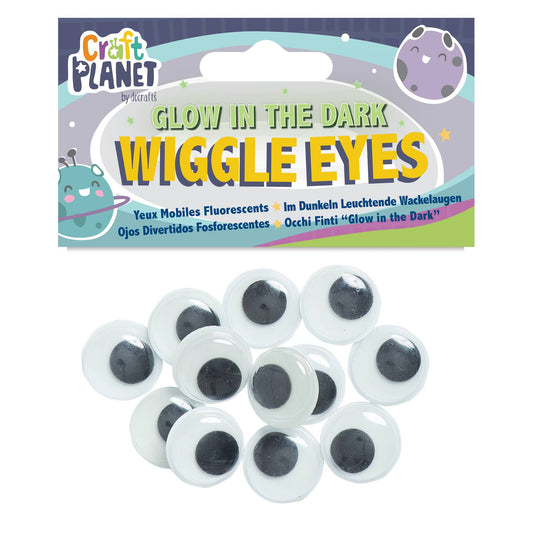 Craft Planet Wiggle Eyes 12 Pieces Glow-In-The-Dark